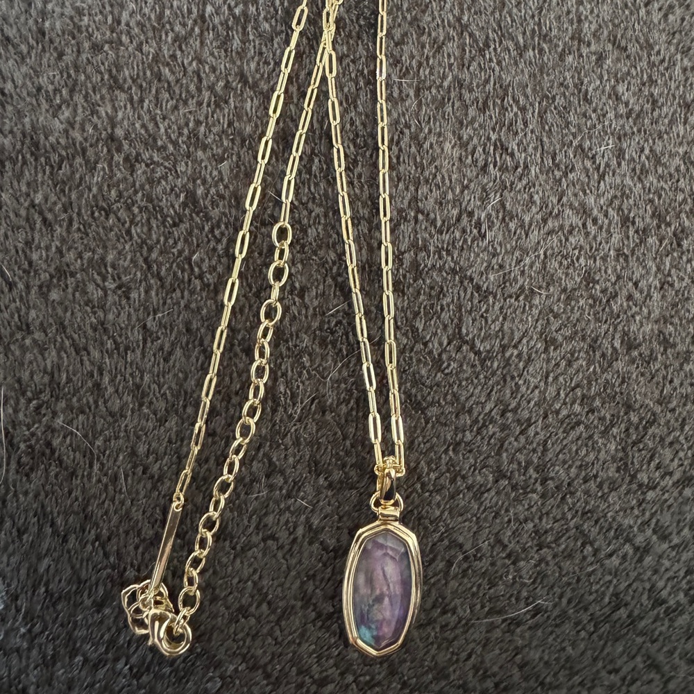 Kendra Scott Gold Necklace with Purple Abalone Stone